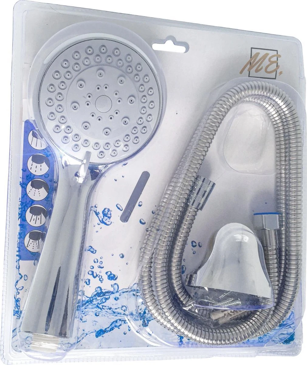 Douchekop Met Slang - Universeel - 5 Luxe Straalstanden - Chroom En RVS - Incl. Wandhouder 7 Douchekop Met Slang - Universeel - 5 Luxe Straalstanden - Chroom En RVS - Incl. Wandhouder - Afbeelding 7