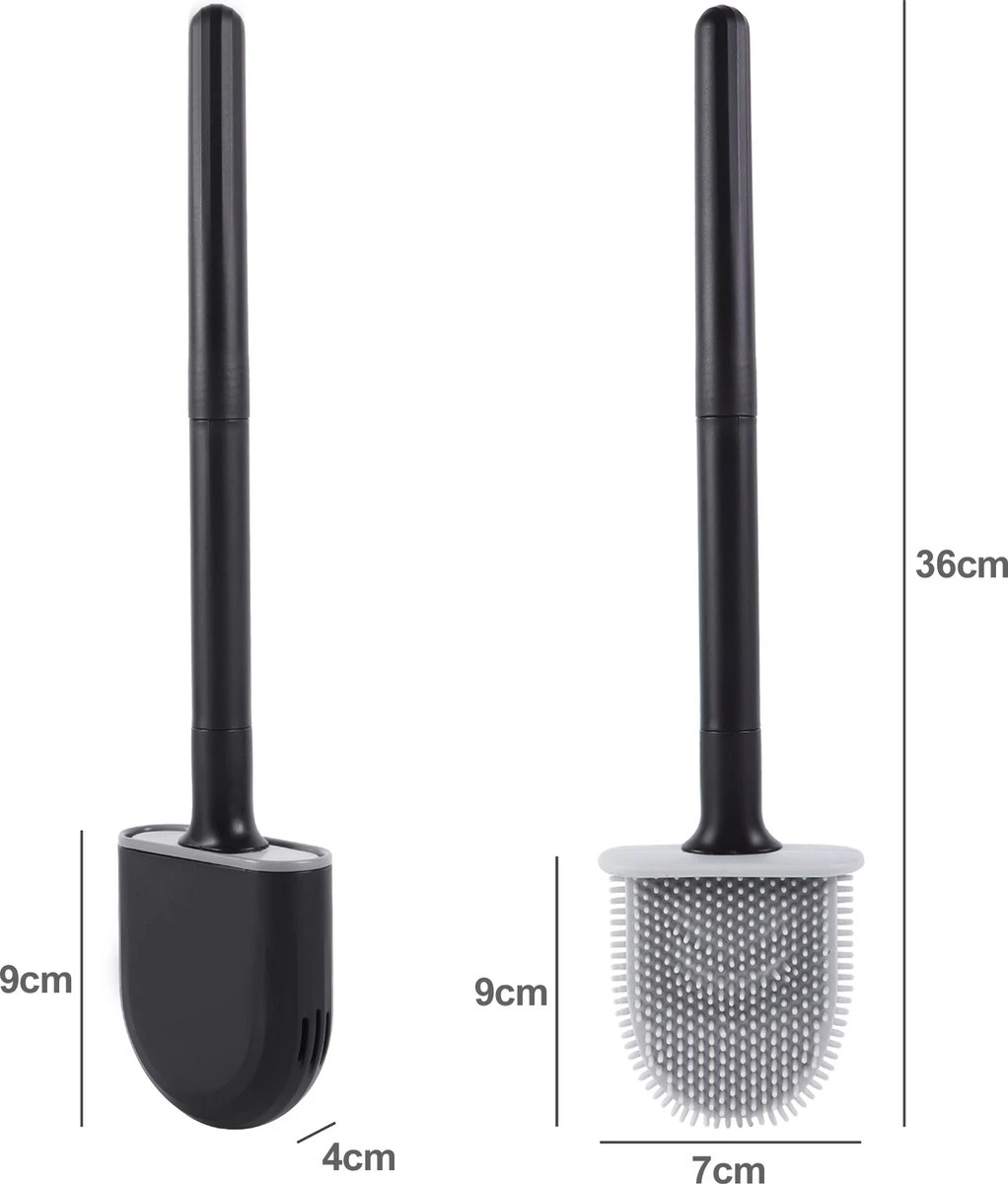 WC Borstel – Siliconen – Zwart – WC Borstel Met Houder – Vrijstaand – Hangend – WC Borstel En Houder – WC Borstel Zwart 6 WC Borstel – Siliconen – Zwart – WC Borstel Met Houder – Vrijstaand – Hangend – WC Borstel En Houder – WC Borstel Zwart - Afbeelding 6