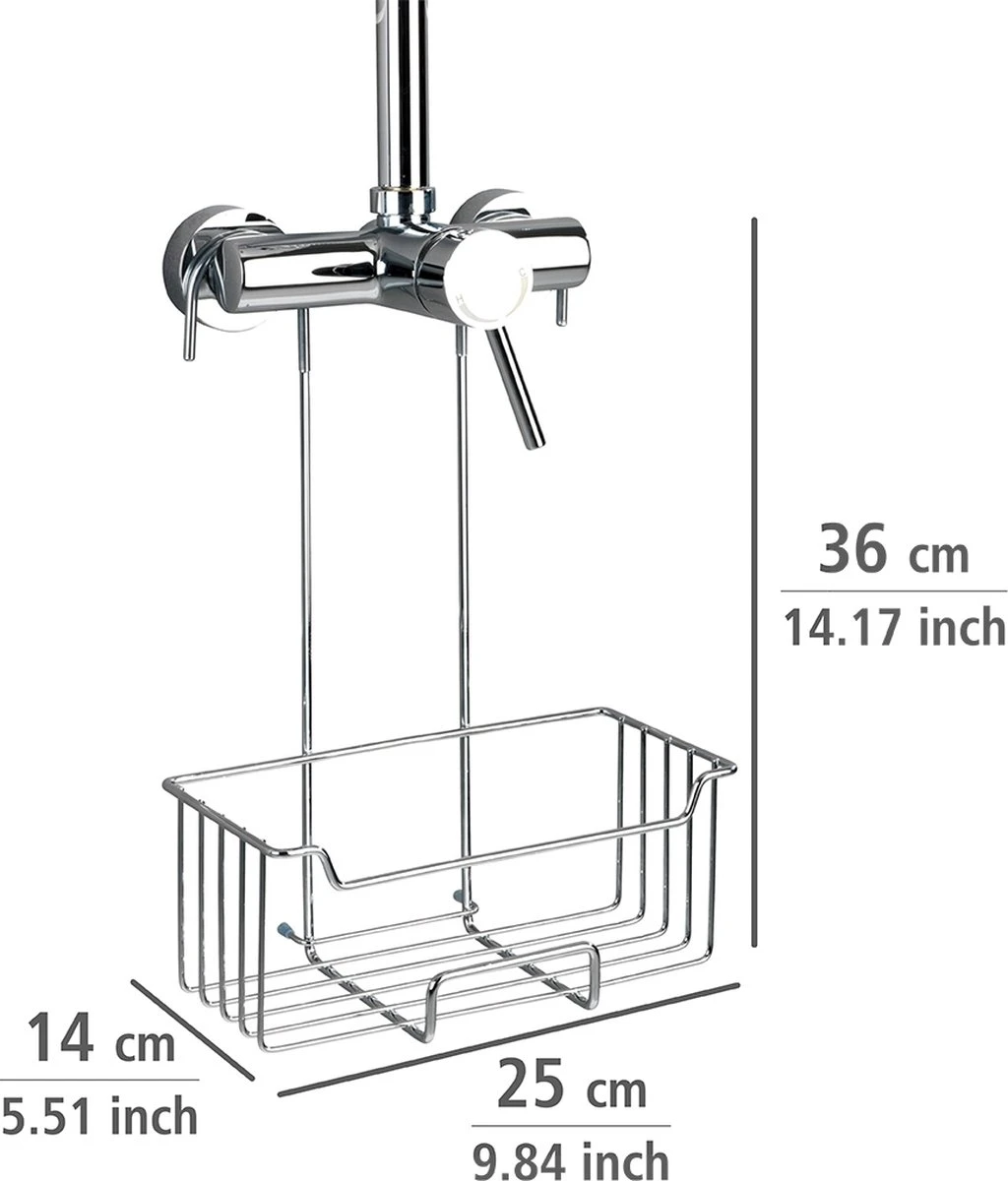 WENKO Doucherek Milo 25x36cm RVS Glanzend - Doucherek Zonder Boren - Doucherek Hangend 2 WENKO Doucherek Milo 25x36cm RVS Glanzend - Doucherek Zonder Boren - Doucherek Hangend - Afbeelding 2