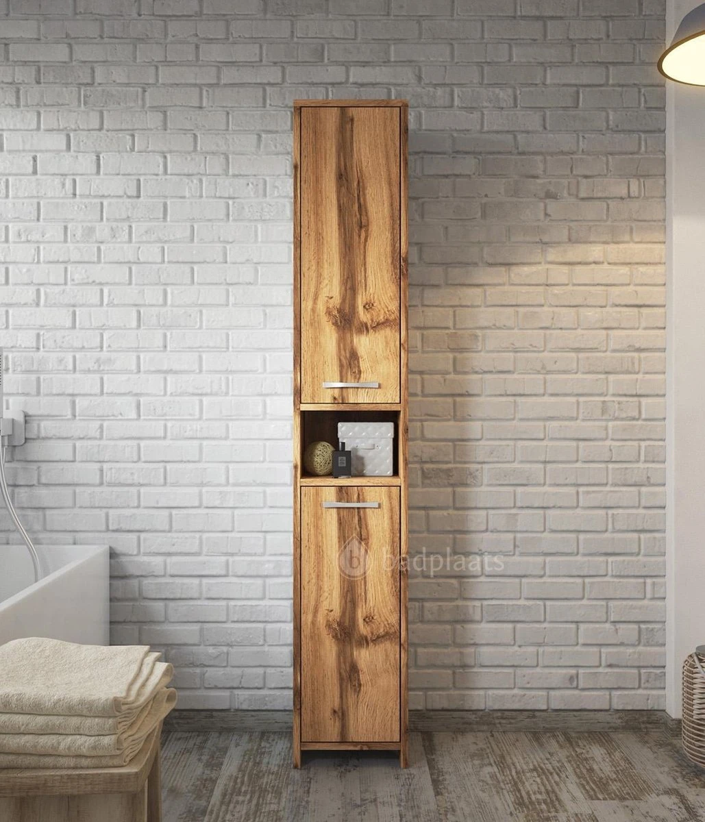 Badplaats Badkamerkast Nemo 32 Cm X 29 Cm X 167 Cm - Eiken - Staande Kolomkast Met Twee Deuren 5 Badplaats Badkamerkast Nemo 32 Cm X 29 Cm X 167 Cm - Eiken - Staande Kolomkast Met Twee Deuren - Afbeelding 5
