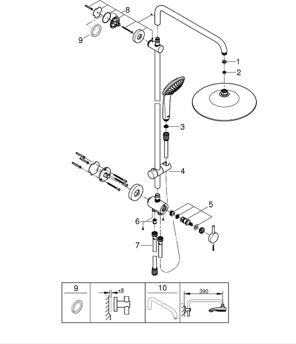 GROHE QuickFix Vitalio Joy 260 Regendouche - Ø 26 Cm - 3 Straalsoorten - Zonder Thermostaatkraan 7 GROHE QuickFix Vitalio Joy 260 Regendouche - Ø 26 Cm - 3 Straalsoorten - Zonder Thermostaatkraan - Afbeelding 7