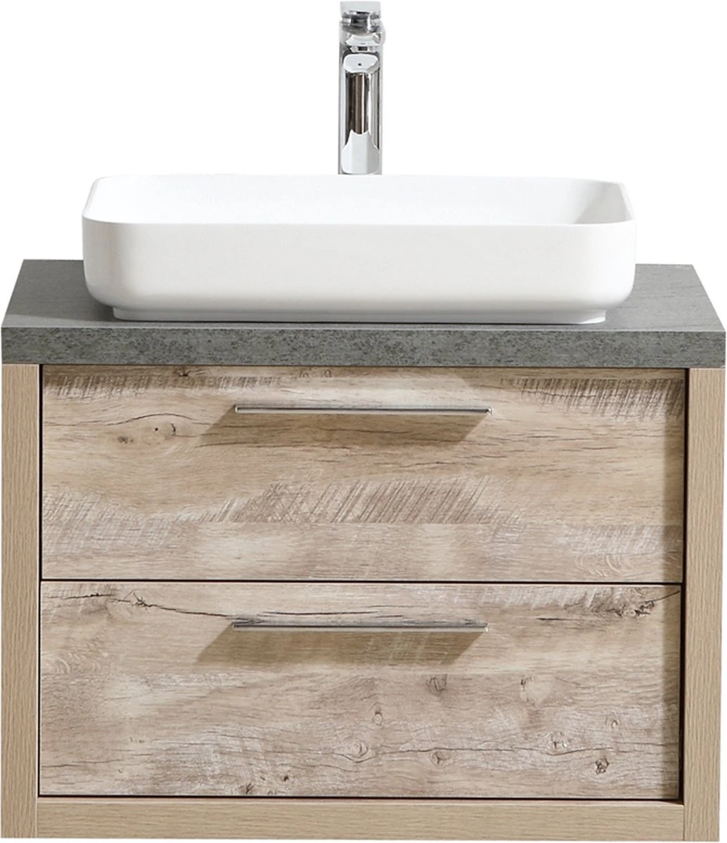 Badplaats Badkamermeubel Set Indiana 70 Cm - Hout Look - Badmeubel Met Spiegel 3 Badplaats Badkamermeubel Set Indiana 70 Cm - Hout Look - Badmeubel Met Spiegel - Afbeelding 3