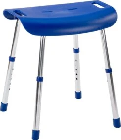 Luxe Design Douchekruk Met Handige Handgrepen - Blauw - In Hoogte Verstelbaar - Douchezitje - Douchestoel