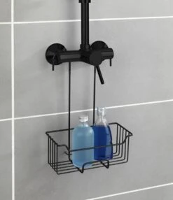 WENKO Doucherek Milo 25x36cm RVS Zwart - Doucherek Zonder Boren - Doucherek Hangend Zwart -Merkloos Verkoop 1037x1200 1