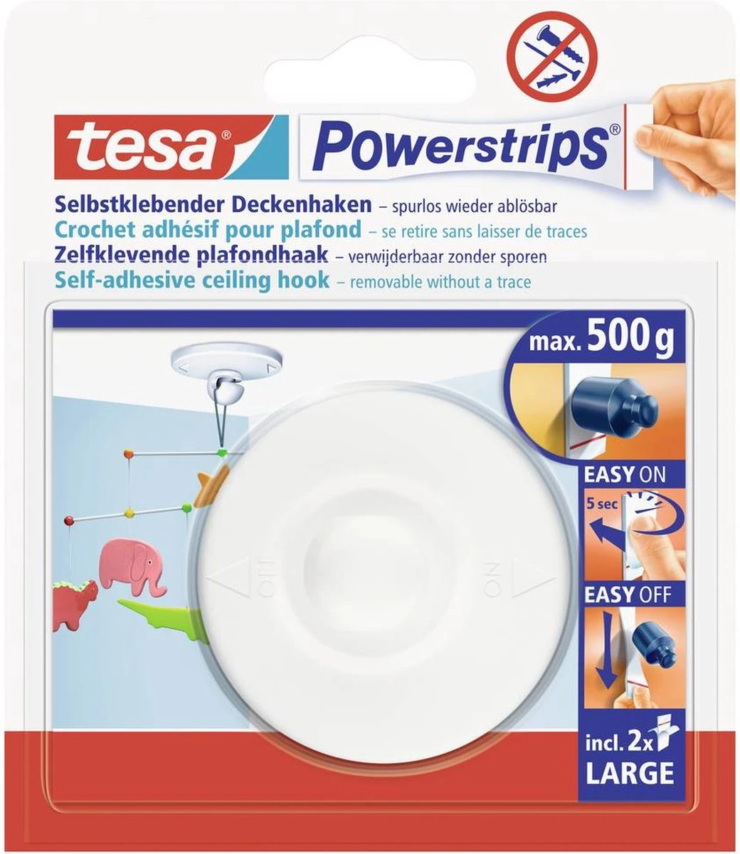 Tesa Powerstrips Plafondhaak - Wit 9 Tesa Powerstrips Plafondhaak - Wit - Afbeelding 9