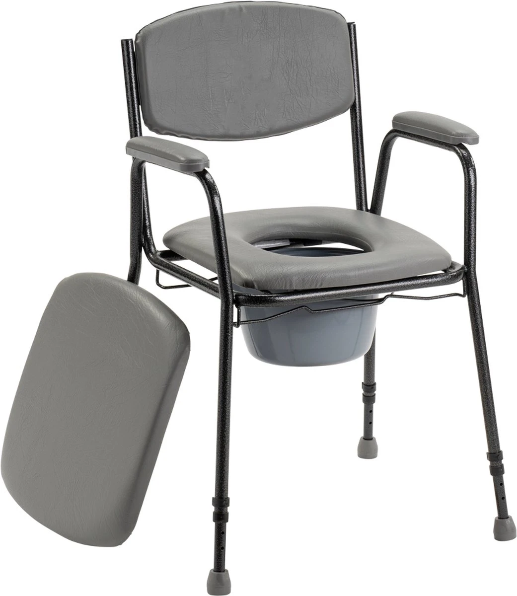 In Hoogte Verstelbare Toiletstoel / Postoel / WC Stoel Met Zachte Zitting. Tot 130 Kg Belastbaar. 1 In Hoogte Verstelbare Toiletstoel / Postoel / WC Stoel Met Zachte Zitting. Tot 130 Kg Belastbaar.