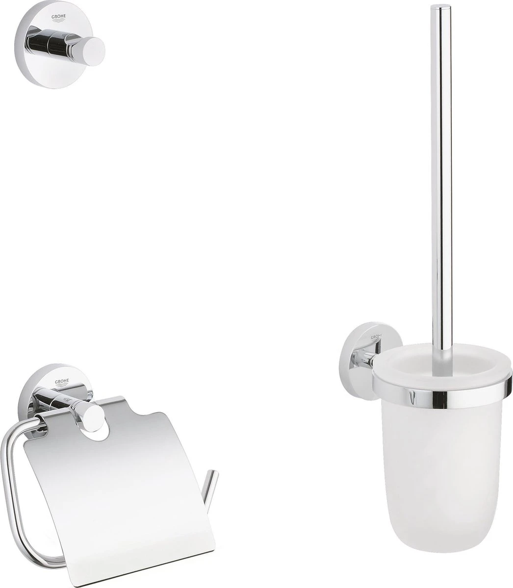 GROHE Essentials Accessoireset - Toiletrolhouder - Toiletborstelset - Haak 1 GROHE Essentials Accessoireset - Toiletrolhouder - Toiletborstelset - Haak