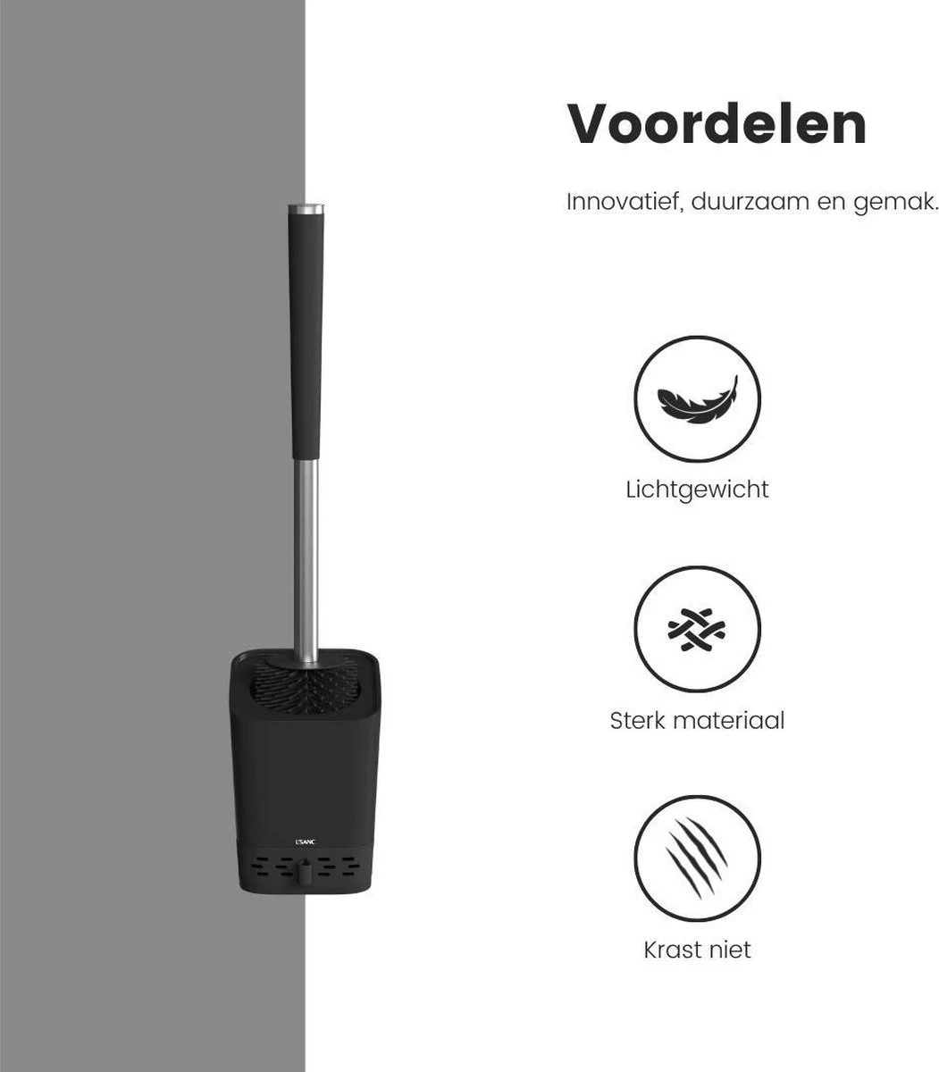 L'Sanc TB362 Plus - WC Borstel - Toiletborstel Met Houder - Zwart 5 L'Sanc TB362 Plus - WC Borstel - Toiletborstel Met Houder - Zwart - Afbeelding 5
