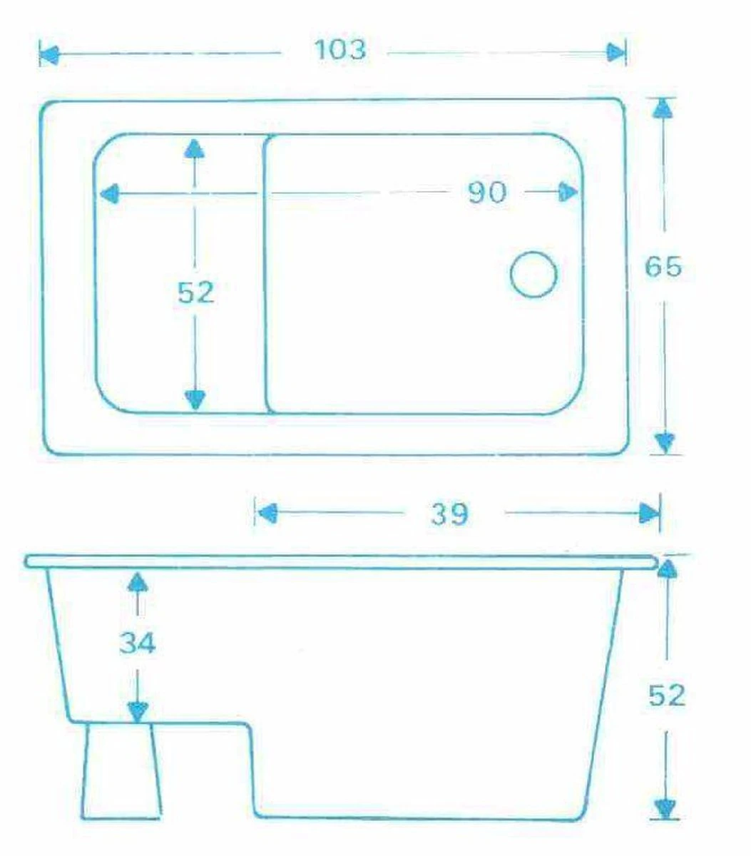 Zitbad Vrijstaand Marinella Rechthoek 65x105x52cm Polypropyleen Mat Wit 4 Zitbad Vrijstaand Marinella Rechthoek 65x105x52cm Polypropyleen Mat Wit - Afbeelding 4