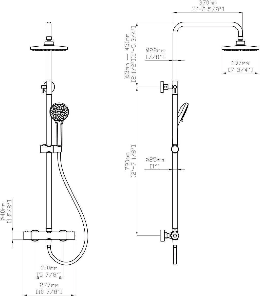 SAAR Opbouw Douche Set - Rond - Thermostaatkraan - Glijstang - Regendouche - Handdouche - Mat Zwart 2 SAAR Opbouw Douche Set - Rond - Thermostaatkraan - Glijstang - Regendouche - Handdouche - Mat Zwart - Afbeelding 2