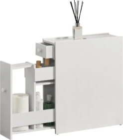 Niskast Badkamerkast Met 2 Lades 58x16x48 Cm Wit