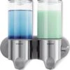 Simplehuman Zeepdispenser Wand Duo - RVS - 22.6x9.4x24.5 Cm - Zilver