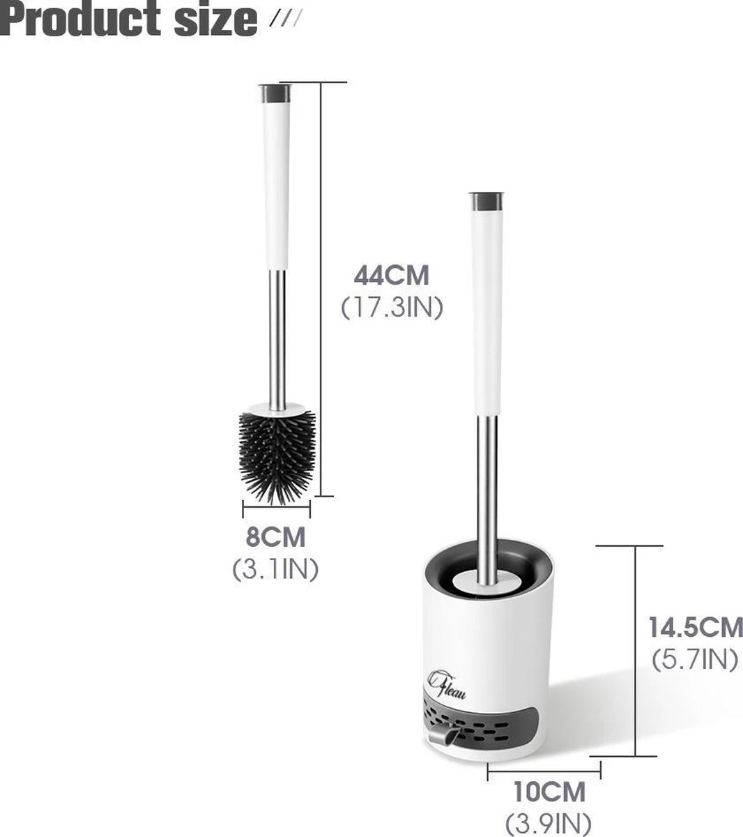 Fleau Luxe WC Borstel Met Houder - Siliconen Toiletborstel - Hygiënisch & Antibacterieel - Vrijstaand Of Hangend - Wit 6 Fleau Luxe WC Borstel Met Houder - Siliconen Toiletborstel - Hygiënisch & Antibacterieel - Vrijstaand Of Hangend - Wit - Afbeelding 6