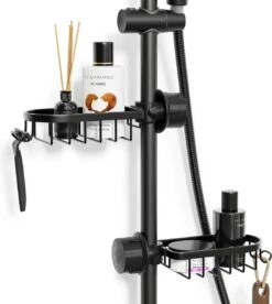 Nolad® - Doucherek Hangend - Doucherek Zonder Boren - Keukenrek - Gootsteen Organizer - Badkamer Accessoires - Zwart