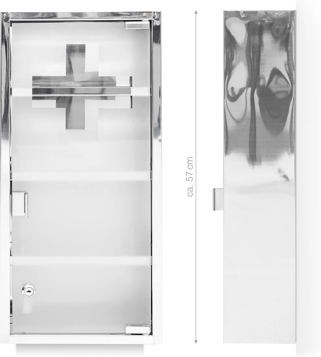 Relaxdays Medicijnkastje Rvs - Met Slot - Afsluitbare Medicijnkast - Hangend - Badkamer 9 Relaxdays Medicijnkastje Rvs - Met Slot - Afsluitbare Medicijnkast - Hangend - Badkamer - Afbeelding 9