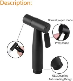 Merkloos Bidet Handdouche - Shattaf - Bidet Sproeier - Bidetkraan - Handheld Bidet Spray Met 120 Cm Doucheslang / Houder- Zwart -Merkloos Verkoop 1083x1200 6
