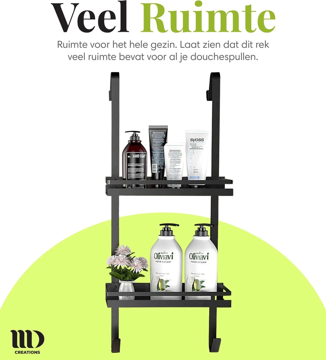 MD Creations ® – Doucherek Zonder Boren - Hangend Met Zuignappen Aan Douchewand – Douchebakje - Doucherek Haak - RVS - 74 X 25 X 10 Cm 4 MD Creations ® – Doucherek Zonder Boren - Hangend Met Zuignappen Aan Douchewand – Douchebakje - Doucherek Haak - RVS - 74 X 25 X 10 Cm - Afbeelding 4