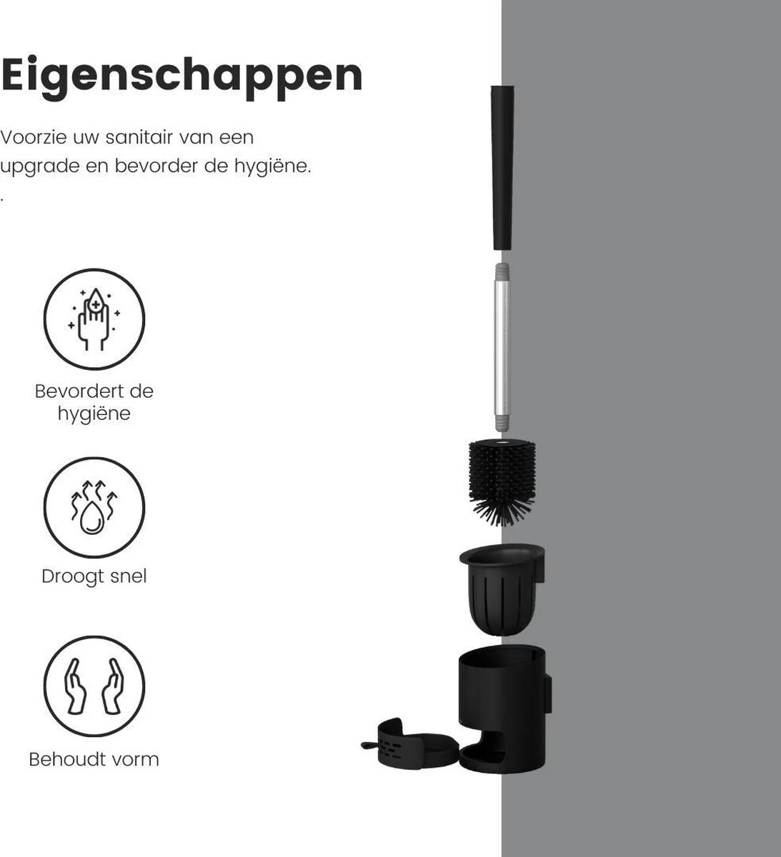 L'Sanc TB362 Plus - WC Borstel - Toiletborstel Met Houder - Zwart 4 L'Sanc TB362 Plus - WC Borstel - Toiletborstel Met Houder - Zwart - Afbeelding 4