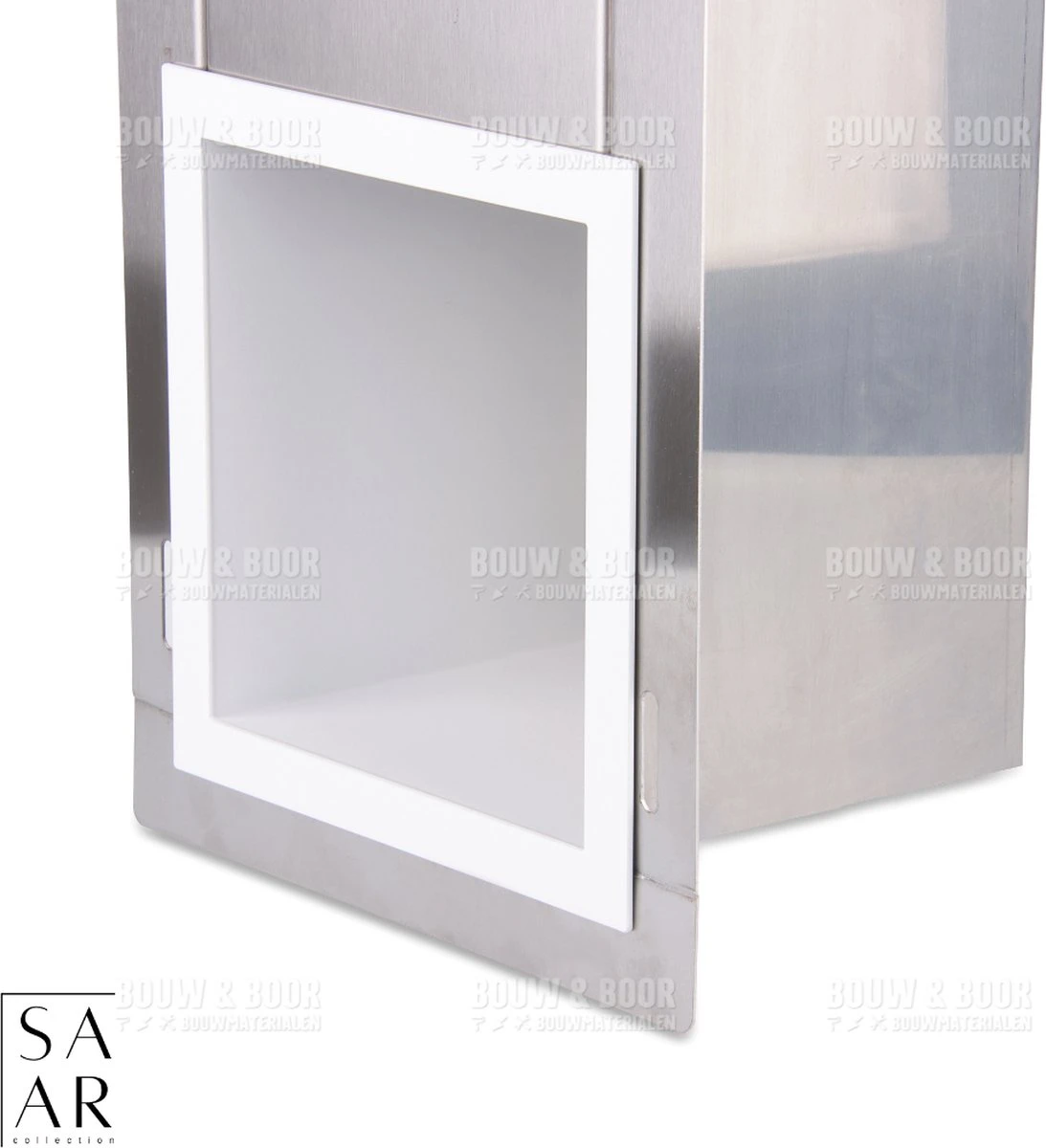 SAAR -Inbouw Toilet Reserve Rolhouder RVS - Met - MAT WIT - Inzetstuk , (uitneembaar) -72 X 20 X 13 Cm - Inbouwdiepte 12 Cm 3 SAAR -Inbouw Toilet Reserve Rolhouder RVS - Met - MAT WIT - Inzetstuk , (uitneembaar) -72 X 20 X 13 Cm - Inbouwdiepte 12 Cm - Afbeelding 3