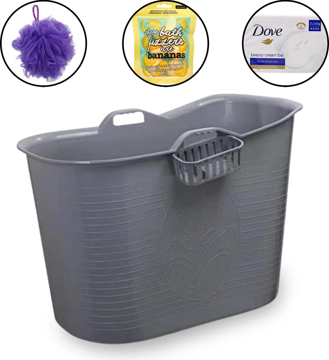 Zitbad Voor Volwassenen – 200L – Bath Bucket – Met Bruisballen – Grijs 1 Zitbad Voor Volwassenen – 200L – Bath Bucket – Met Bruisballen – Grijs