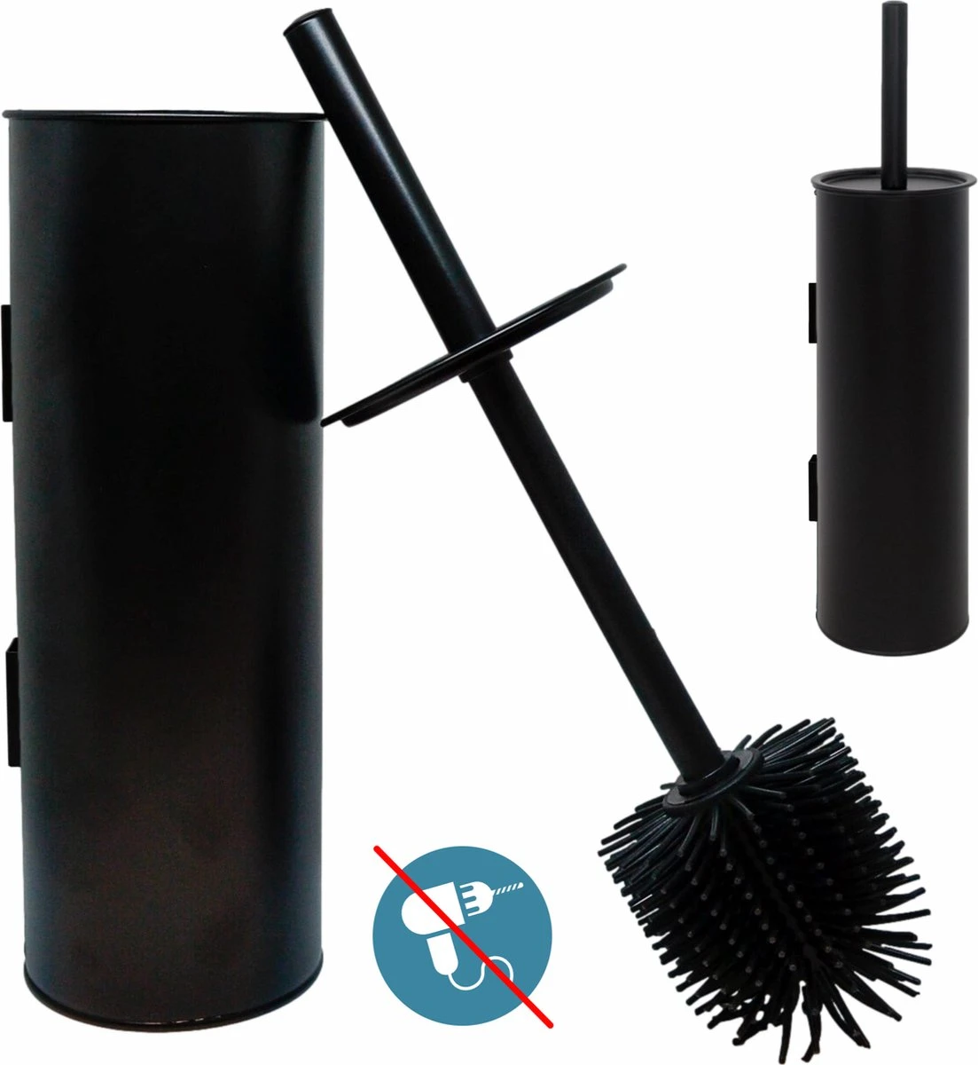 Mmoods WC Borstel Met Houder Hangend Zwart - Toiletborstel Siliconen Industrieel Design 1 Mmoods WC Borstel Met Houder Hangend Zwart - Toiletborstel Siliconen Industrieel Design