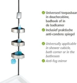 WENKO Telescopisch Doucherek Big Black 3-laags Met Spiegel Zilver/zwart - Bevestigen Zonder Boren 19 WENKO Telescopisch Doucherek Big Black 3-laags Met Spiegel Zilver/zwart - Bevestigen Zonder Boren -Merkloos Verkoop 1104x1200 1