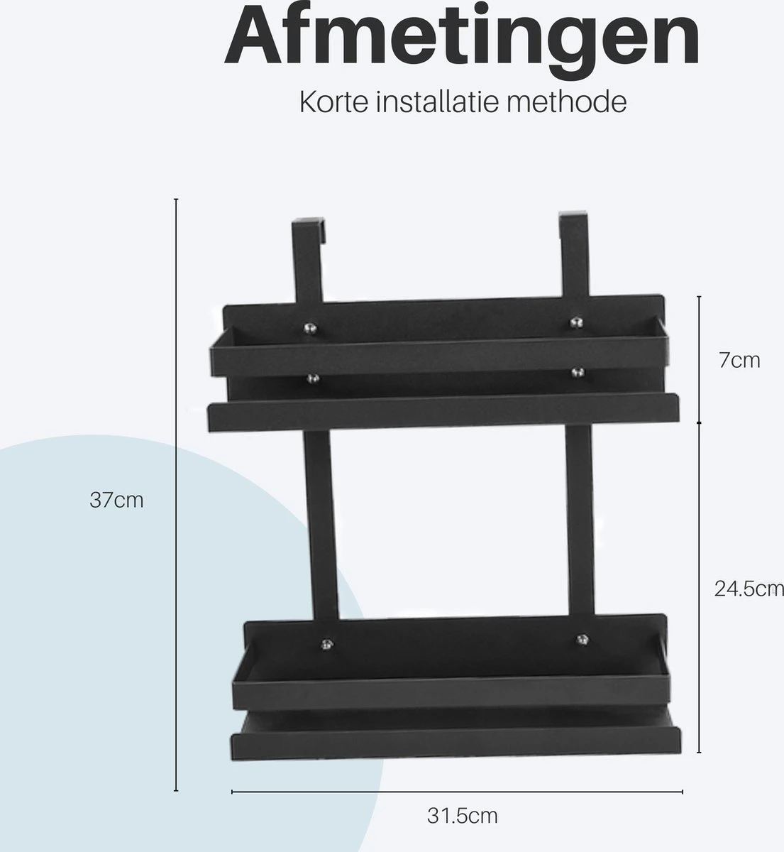 Doucherek Hangend - Ophangbaar Doucherek Matzwart - Twee Lagen - Badkamerrek - Doucherek Zonder Boren - 2 Laags - Badkamer Accessoires 6 Doucherek Hangend - Ophangbaar Doucherek Matzwart - Twee Lagen - Badkamerrek - Doucherek Zonder Boren - 2 Laags - Badkamer Accessoires - Afbeelding 6