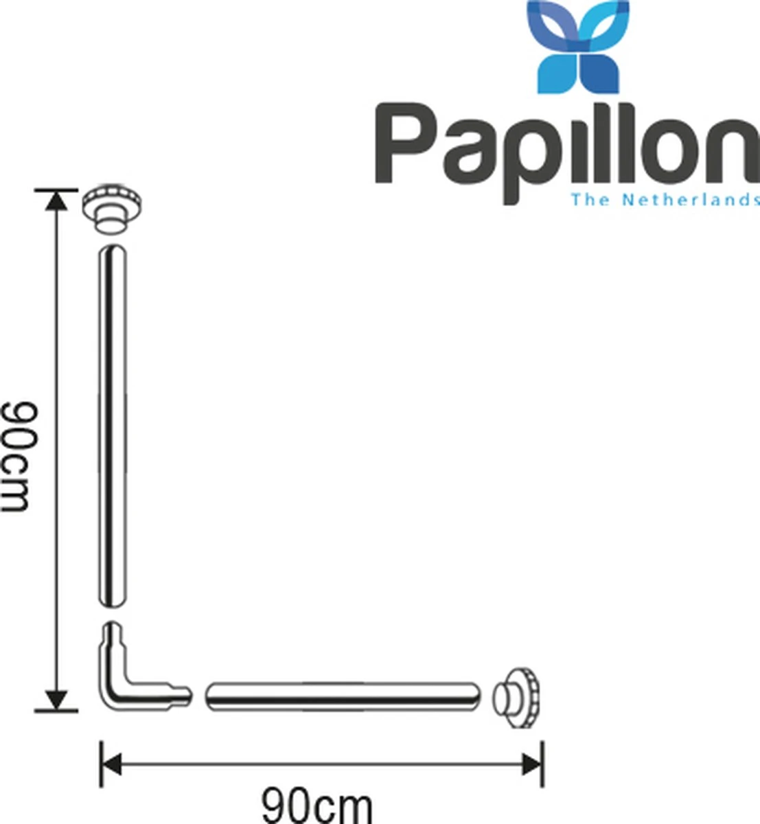 Papillon Douchegordijnstang - 90x90 Cm - Aluminium - Zwart 2 Papillon Douchegordijnstang - 90x90 Cm - Aluminium - Zwart - Afbeelding 2