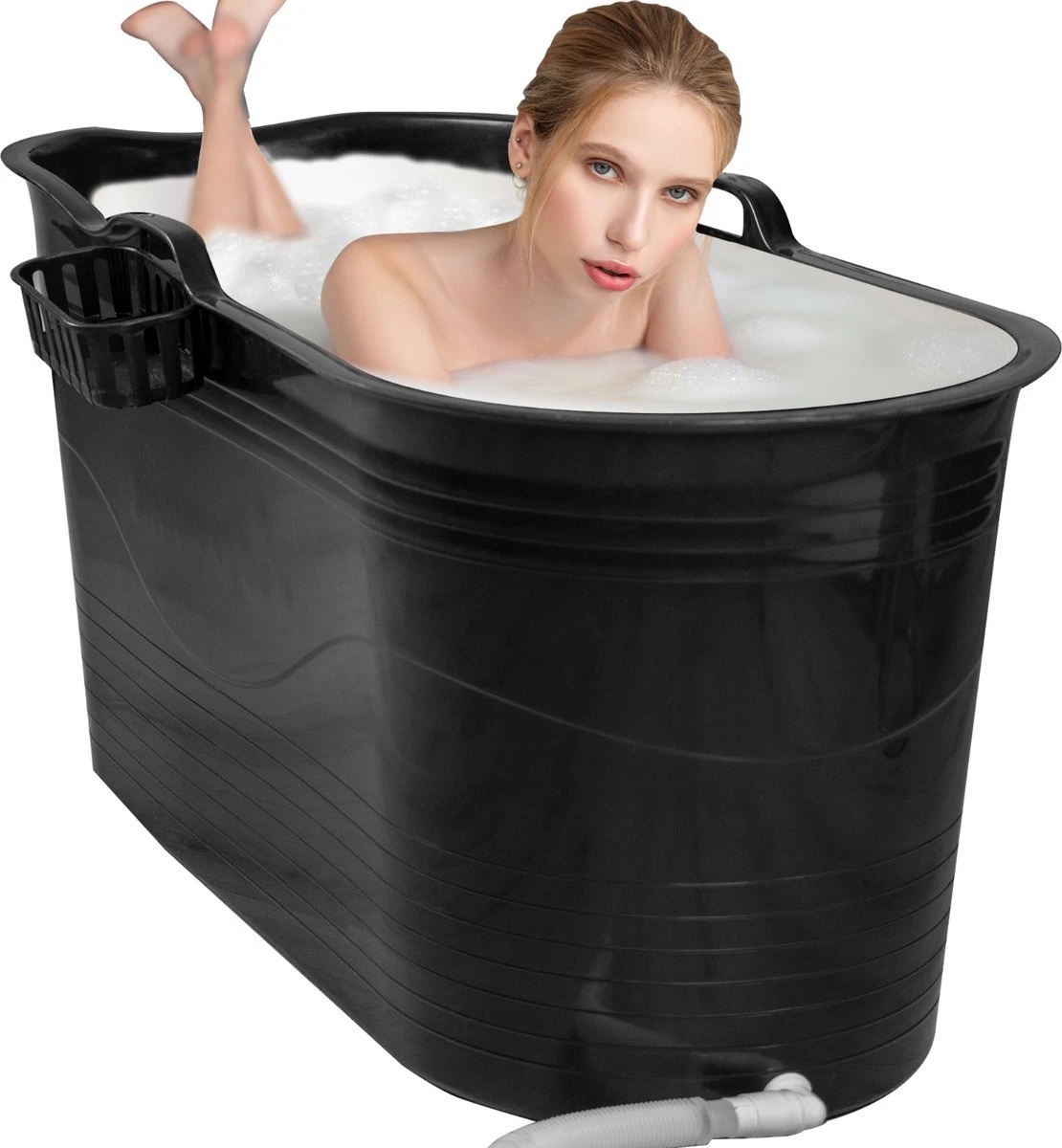 LIFEBATH - Zitbad Mira - Bath Bucket XL - Inclusief Hoofdkussen - 400L - Ligbad 122 Cm - Zwart 2 LIFEBATH - Zitbad Mira - Bath Bucket XL - Inclusief Hoofdkussen - 400L - Ligbad 122 Cm - Zwart - Afbeelding 2