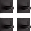 Merkloos Handdoekhaak Set Van 4 Stuks Zonder Boren RVS Zwart Vierkant Zelfklevend Badjas Theedoek Hanger Keuken Badkamer Handdoek Haakjes