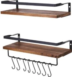 Zwevende Wandplank - 2 Stuks - 40cm - Handdoekhouder En 8 Haakjes - Badkamerplank Decoratieve Muur Opbergplanken Voor Badkamer Slaapkamer, Woonkamer, Keuken Plank 14 Zwevende Wandplank - 2 Stuks - 40cm - Handdoekhouder En 8 Haakjes - Badkamerplank Decoratieve Muur Opbergplanken Voor Badkamer Slaapkamer, Woonkamer, Keuken Plank -Merkloos Verkoop 1114x1200 3