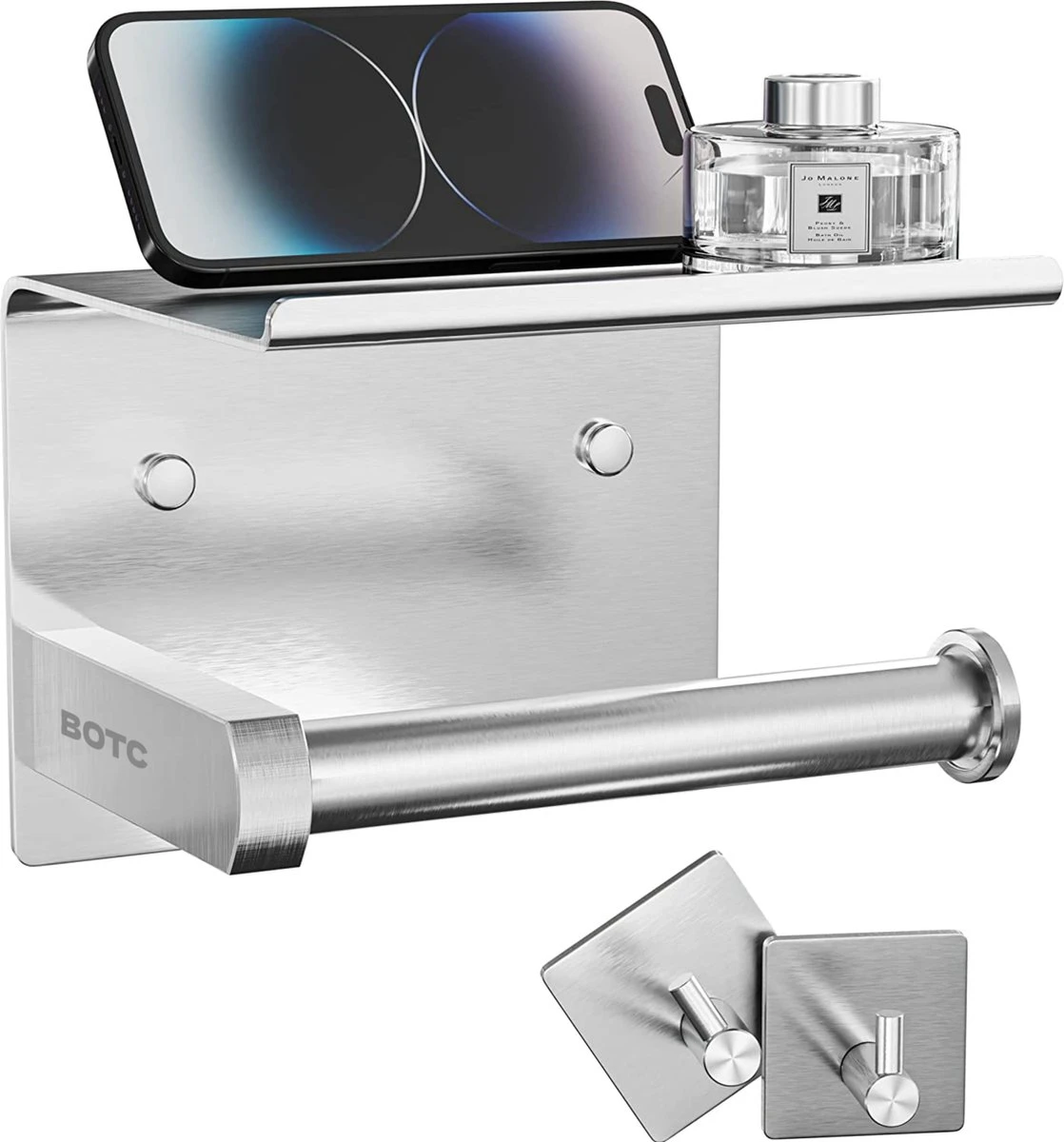 BOTC Toiletrolhouder Met Handdoekhaakjes - Toiletrolhouder - Toiletrolhouder - Zelfklevend / Boren / Zonder Boren - RVS - Zliver 1 BOTC Toiletrolhouder Met Handdoekhaakjes - Toiletrolhouder - Toiletrolhouder - Zelfklevend / Boren / Zonder Boren - RVS - Zliver