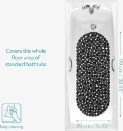 Navaris Badmat Anti-slip Voor Badkuip - Langwerpige Douchemat 99 X 39 Cm Met Steenmotief - Stijlvolle Badkuipmat Met Zuignappen - Zwart -Merkloos Verkoop 1126x1200 2