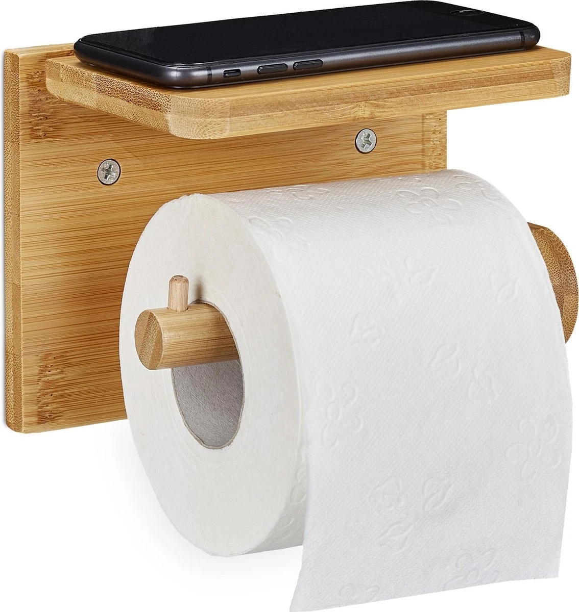Relaxdays Toiletrolhouder Met Plankje - Wc-rolhouder Bamboe - Rolhouder Toilet - Hout 1 Relaxdays Toiletrolhouder Met Plankje - Wc-rolhouder Bamboe - Rolhouder Toilet - Hout