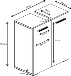 Wastafelkast Jupiter 60 X 30 X 60 Cm Eiken Met Grijs, Badkamerkast Staand -Merkloos Verkoop 1136x1200 7