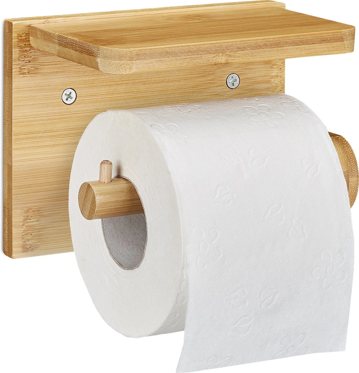 Relaxdays Toiletrolhouder Met Plankje - Wc-rolhouder Bamboe - Rolhouder Toilet - Hout 5 Relaxdays Toiletrolhouder Met Plankje - Wc-rolhouder Bamboe - Rolhouder Toilet - Hout - Afbeelding 5
