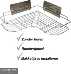 Doucherek Zonder Boren - RVS - Zelfklevend Doucherekje - Hangend – Hoek – Inclusief 2 Muurstickers 12 Doucherek Zonder Boren - RVS - Zelfklevend Doucherekje - Hangend – Hoek – Inclusief 2 Muurstickers -Merkloos Verkoop 1156x1200 2