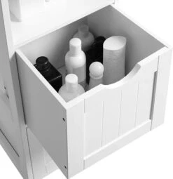 Hoge Badkamer Kast Met 2 Laden En 3 Open Vakken - 30 X 30 X 143,5 Cm - Wit -Merkloos Verkoop 1161x1200 2