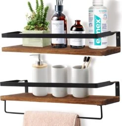 Zwevende Wandplank - 2 Stuks - 40cm - Handdoekhouder En 8 Haakjes - Badkamerplank Decoratieve Muur Opbergplanken Voor Badkamer Slaapkamer, Woonkamer, Keuken Plank 21 Zwevende Wandplank - 2 Stuks - 40cm - Handdoekhouder En 8 Haakjes - Badkamerplank Decoratieve Muur Opbergplanken Voor Badkamer Slaapkamer, Woonkamer, Keuken Plank -Merkloos Verkoop 1164x1200 4