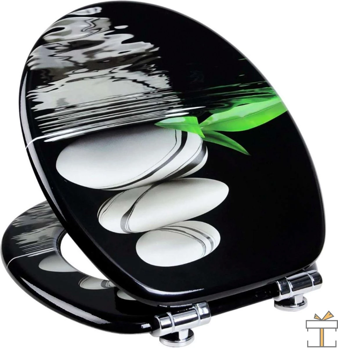 Happyment Antibacteriële Toiletbril - Met Softclose - Universeel - Toiletbrillen Met Kiezel Print - WC Bril - Toiletzitting 5 Happyment Antibacteriële Toiletbril - Met Softclose - Universeel - Toiletbrillen Met Kiezel Print - WC Bril - Toiletzitting - Afbeelding 5