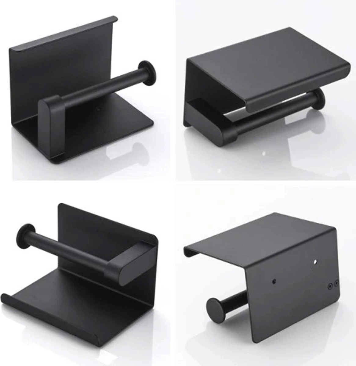 Toiletrolhouder - Wc Rol Houder Met Plankje - Inclusief Haakje - RVS - Waterbestendig - Zwart - Rheme 10 Toiletrolhouder - Wc Rol Houder Met Plankje - Inclusief Haakje - RVS - Waterbestendig - Zwart - Rheme - Afbeelding 10