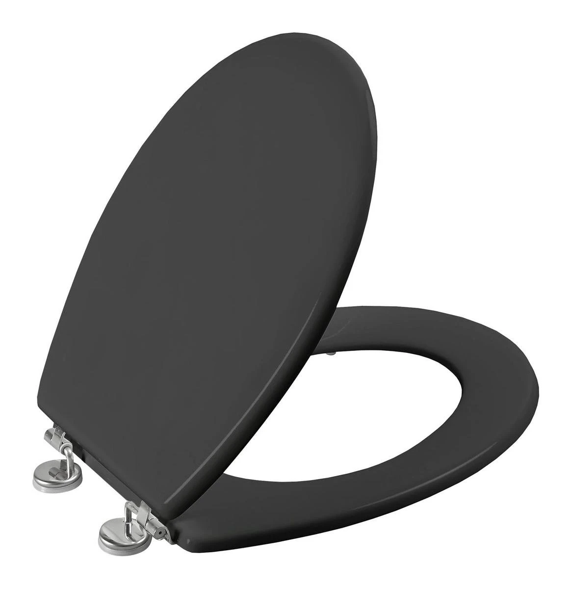 Allibert Wc-bril BOLIVA - Geperst Hout - Verchroomde Scharnieren - Grijs Gelakt 1 Allibert Wc-bril BOLIVA - Geperst Hout - Verchroomde Scharnieren - Grijs Gelakt