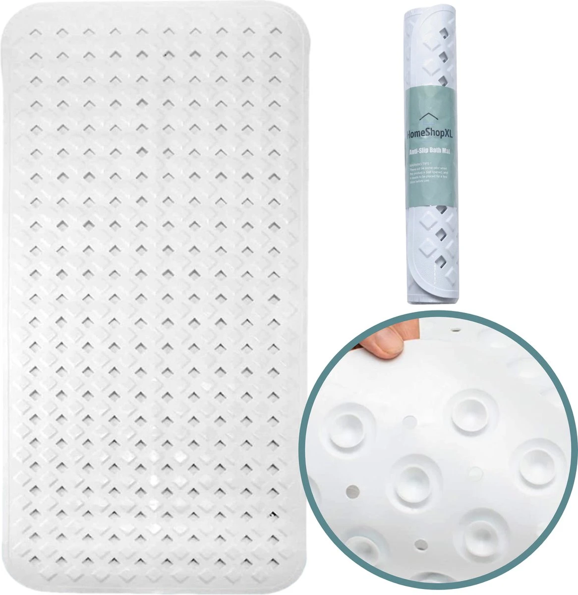 The Original - Douchemat Antislip - Wit - 88x40cm - Antislipmat Badmat Voor Bad & Douche - Anti Slip Mat Met Zuignappen 7 The Original - Douchemat Antislip - Wit - 88x40cm - Antislipmat Badmat Voor Bad & Douche - Anti Slip Mat Met Zuignappen - Afbeelding 7