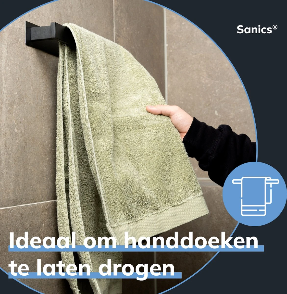 Sanics Handdoekrek Zwart 40 CM – Badkamer Of Keuken – Handdoekstang Zelfklevend – Handdoekhouder 5 Sanics Handdoekrek Zwart 40 CM – Badkamer Of Keuken – Handdoekstang Zelfklevend – Handdoekhouder - Afbeelding 5