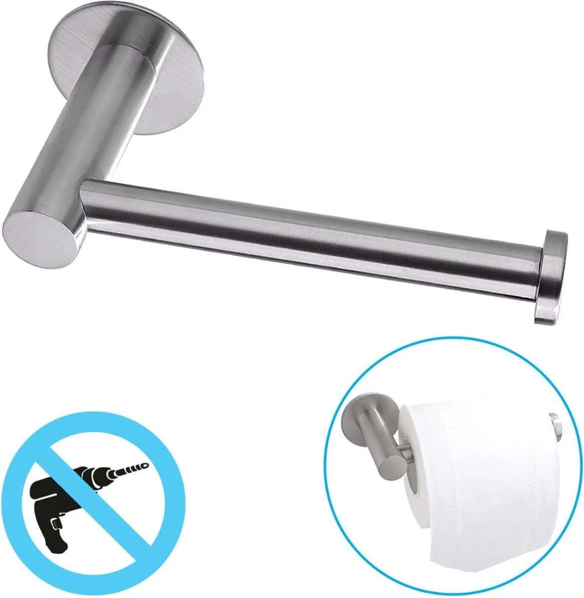 Sanics WC Rolhouder Zonder Boren - Toiletrolhouder Zelfklevend - Closetrolhouder Zilver/RVS 1 Sanics WC Rolhouder Zonder Boren - Toiletrolhouder Zelfklevend - Closetrolhouder Zilver/RVS