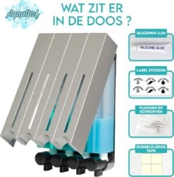 Aquathof, Zeepdispenser, RVS Kleur, 4 Kamer, 4 Reservoirs, 4x500ml, Hangend - Wandmontage -Merkloos Verkoop 1174x1200