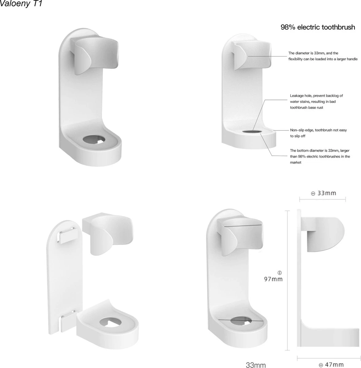 Merkloos Elektrische Tandenborstelhouder - Wit 3 Merkloos Elektrische Tandenborstelhouder - Wit - Afbeelding 3