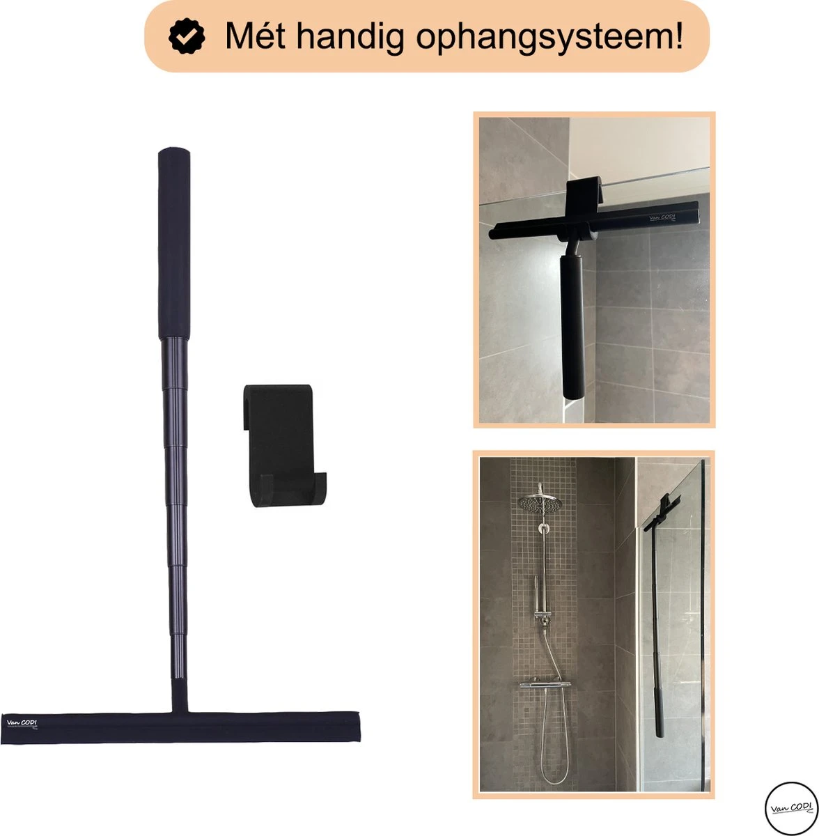 Van CODI® - 2 In 1 - Douchewisser - Vloertrekker - Multifunctioneel - Vloerwisser - Vloertrekker Met Steel - Verlengbaar - Met Ophangsysteem 4 Van CODI® - 2 In 1 - Douchewisser - Vloertrekker - Multifunctioneel - Vloerwisser - Vloertrekker Met Steel - Verlengbaar - Met Ophangsysteem - Afbeelding 4