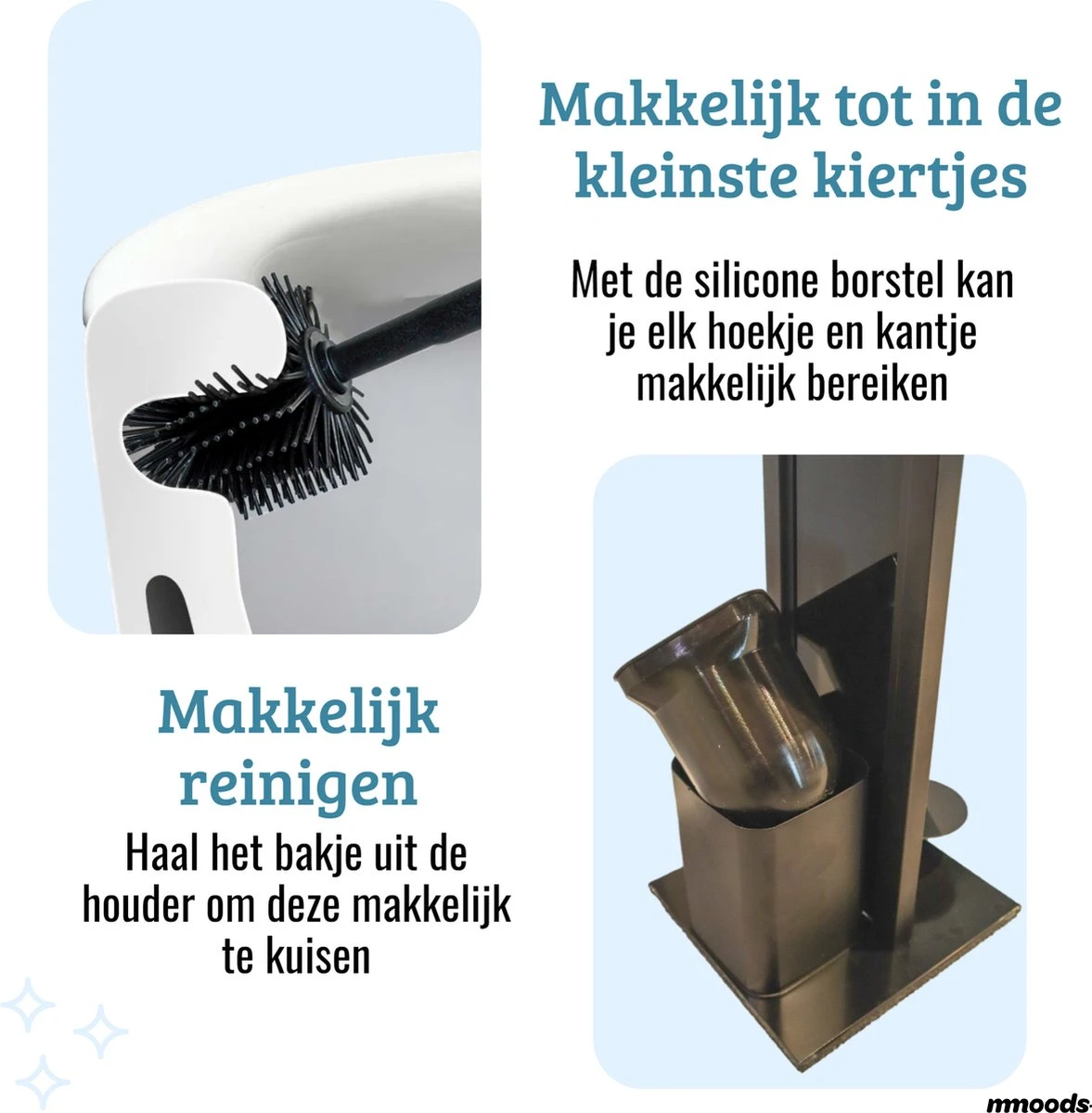Mmoods Toiletbutler Zwart - WC Borstel Met Toiletrolhouder Vrijstaand - Toiletborstel Siliconen Industrieel Design Mmoods - Reserverolhouder Zonder Boren Staand Met Plankje RVS 4 Mmoods Toiletbutler Zwart - WC Borstel Met Toiletrolhouder Vrijstaand - Toiletborstel Siliconen Industrieel Design Mmoods - Reserverolhouder Zonder Boren Staand Met Plankje RVS - Afbeelding 4