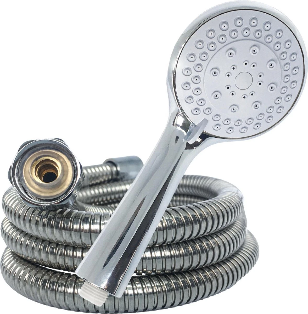 Douchekop Met Slang - Universeel - 5 Luxe Straalstanden - Chroom En RVS - Incl. Wandhouder 1 Douchekop Met Slang - Universeel - 5 Luxe Straalstanden - Chroom En RVS - Incl. Wandhouder